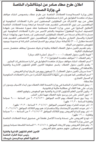 انشاء مواقف سيارات متعددة الطوابق في ادارة مستشفيات البشير