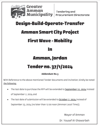 Design-Build-Operate-Transfer Amman Smart City Project First Wave – Mobility Stage one-Technical