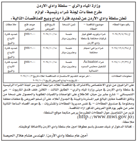 شراء Actuator لتشغيل محابس السدود الشمالية