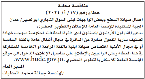 اعمال صيانة السطح وبعض الواجهات لمبنى السوق التجاري ابو نصير