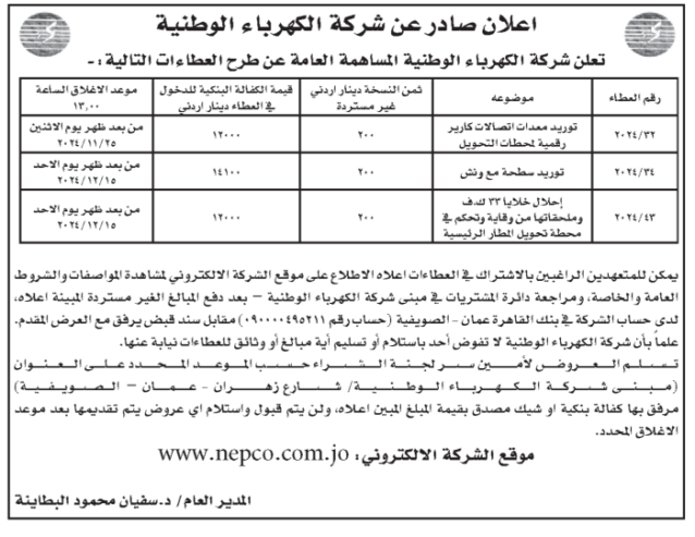 توريد معدات اتصالات كارير رقمية لمحطات التحويل