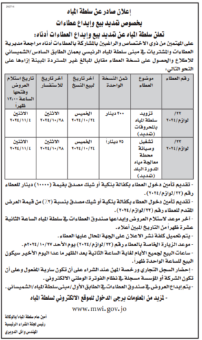 تزويد سلطة املياه بالمحروقات