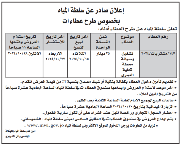 تشغيل وصيانة محطةتحلية العمري