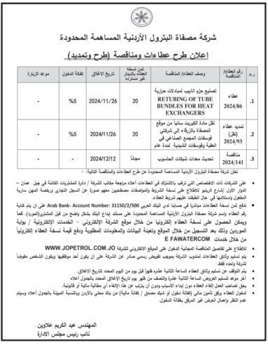 تصنيع حزم انابيب لمبادلات حرارية Retubing of Tube Bundles for Heat Exchangers